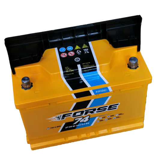Аккумулятор FORSE 74Ah 720A Premium, вид спереди
