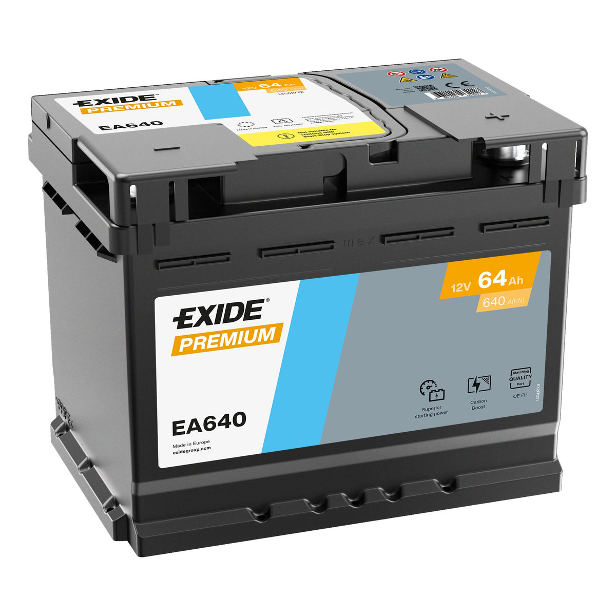 Акумулятор EXIDE Premium 64Ah 640A (EA640)