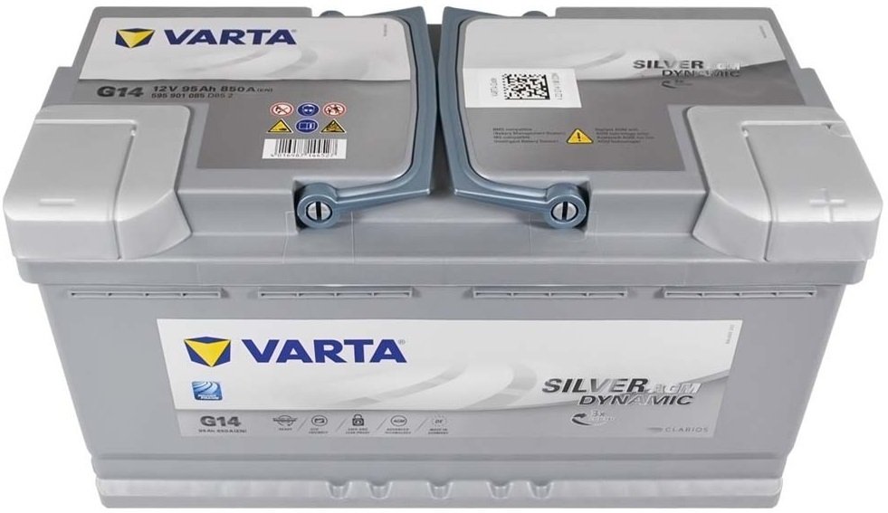 Аккумулятор VARTA SILVER DYNAMIC AGM 95Ah 850A (A5), вид спереди сверху