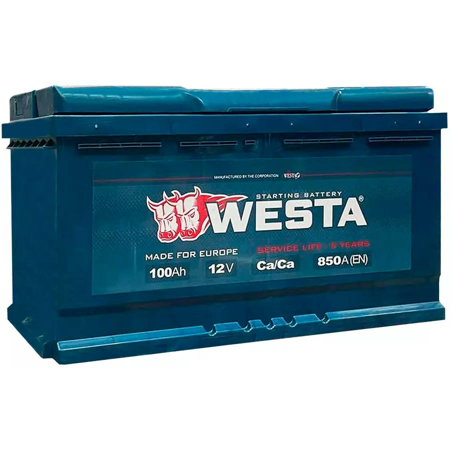 Аккумулятор WESTA 100Ah 850A, вид спереди