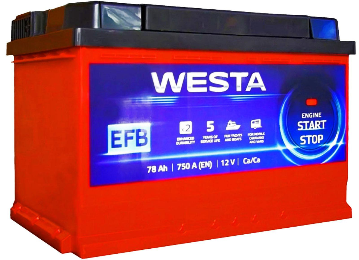 Аккумулятор Westa 78Ah EFB, вид сбоку