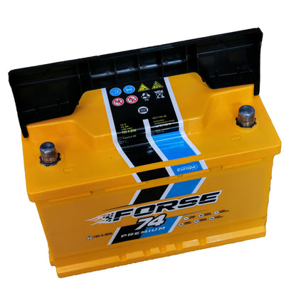 Аккумулятор FORSE 74Ah 720A Premium, вид спереди