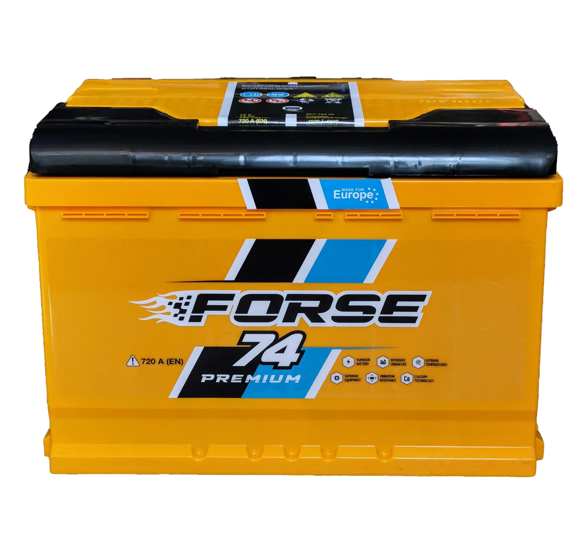 Аккумулятор FORSE 74Ah 720A Premium, крышка открыта