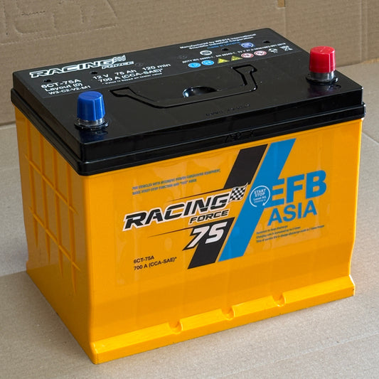 Аккумулятор RACING FORCE EFB 75Ah Asia START STOP, вид спереди
