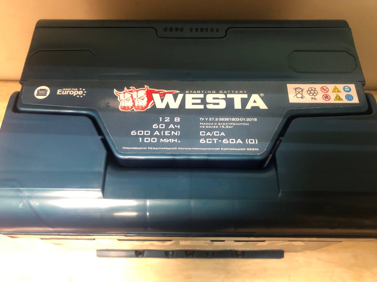 Аккумулятор WESTA 60Ah 600A