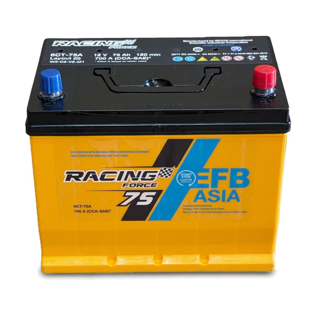Аккумулятор RACING FORCE EFB 75Ah Asia START STOP